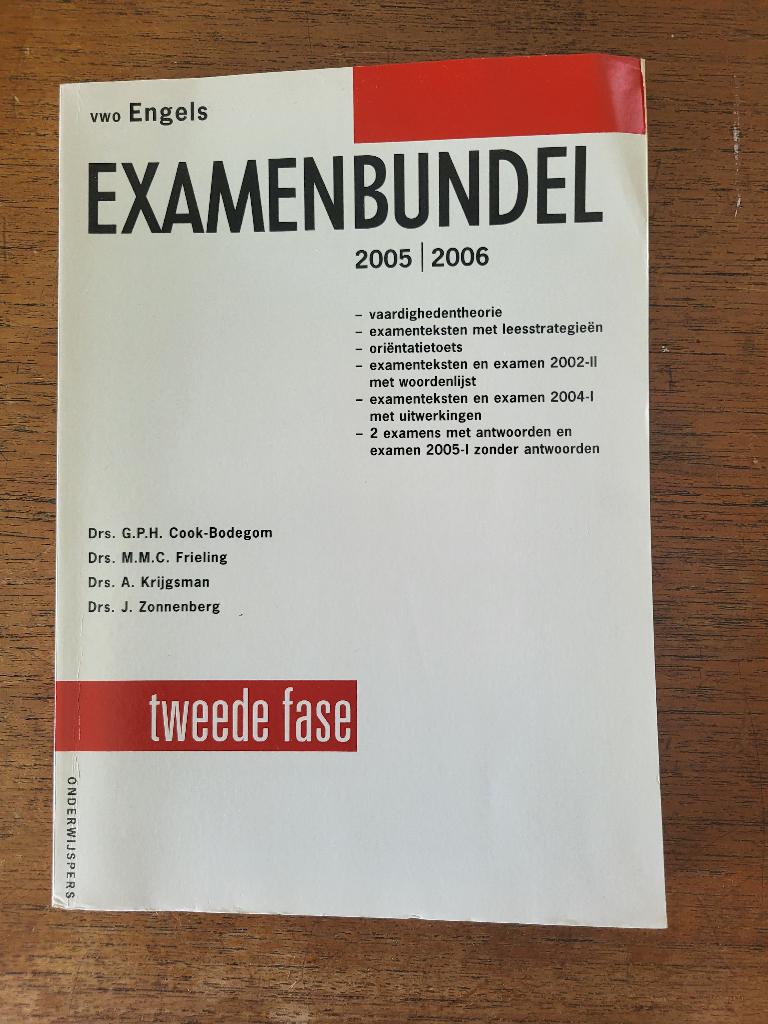 Examenbundel 2005 - 2006.               Vwo.      Engels., Gelezen, VWO, Ophalen of Verzenden, Cook-bodegom e.a