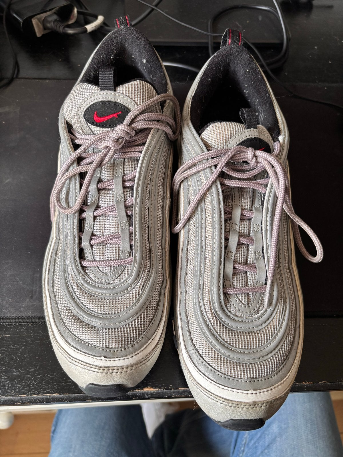 Nike Air Max 97 OG QS Metallic Silver Varsity Red, Ophalen, Gedragen, Overige kleuren, Sneakers of Gympen