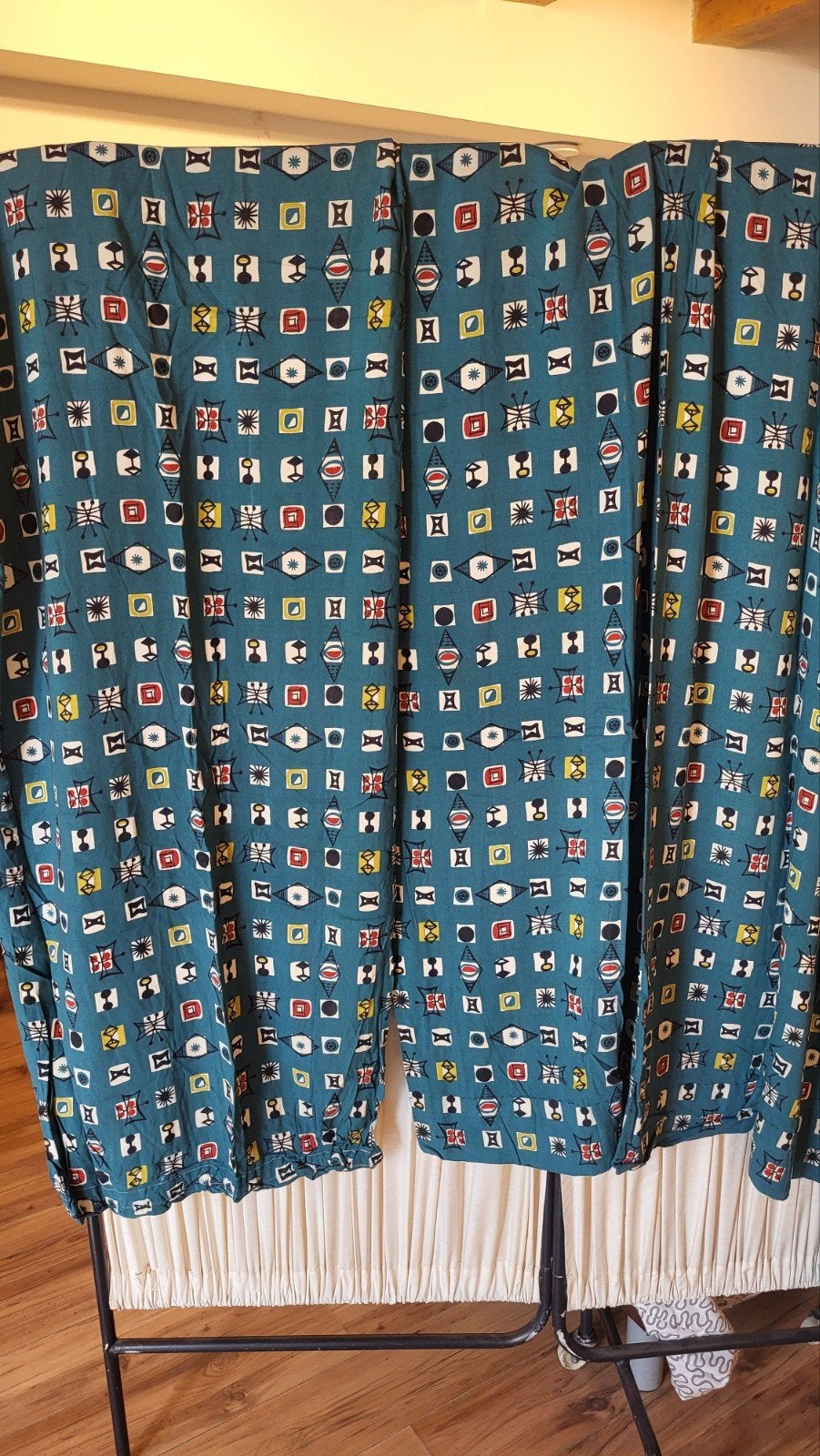 Originele Retro Katoenen Gordijnen - 230x120cm, Ophalen of Verzenden, Huis en Inrichting