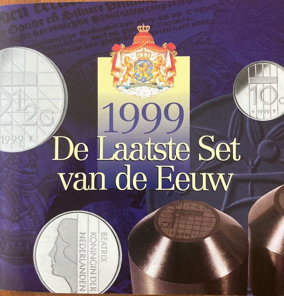 Mapje met de laatste munt Set van de Eeuw. Guldens 1999, Ophalen of Verzenden, Koningin Beatrix, Overige waardes, Setje