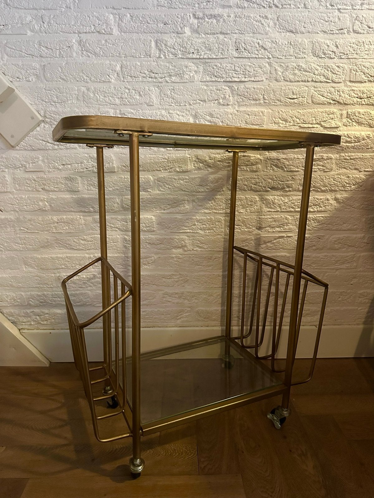 Vintage/Retro Drankentrolley - Platenspelermeubel, Ophalen, Vintage, Gebruikt, Goud