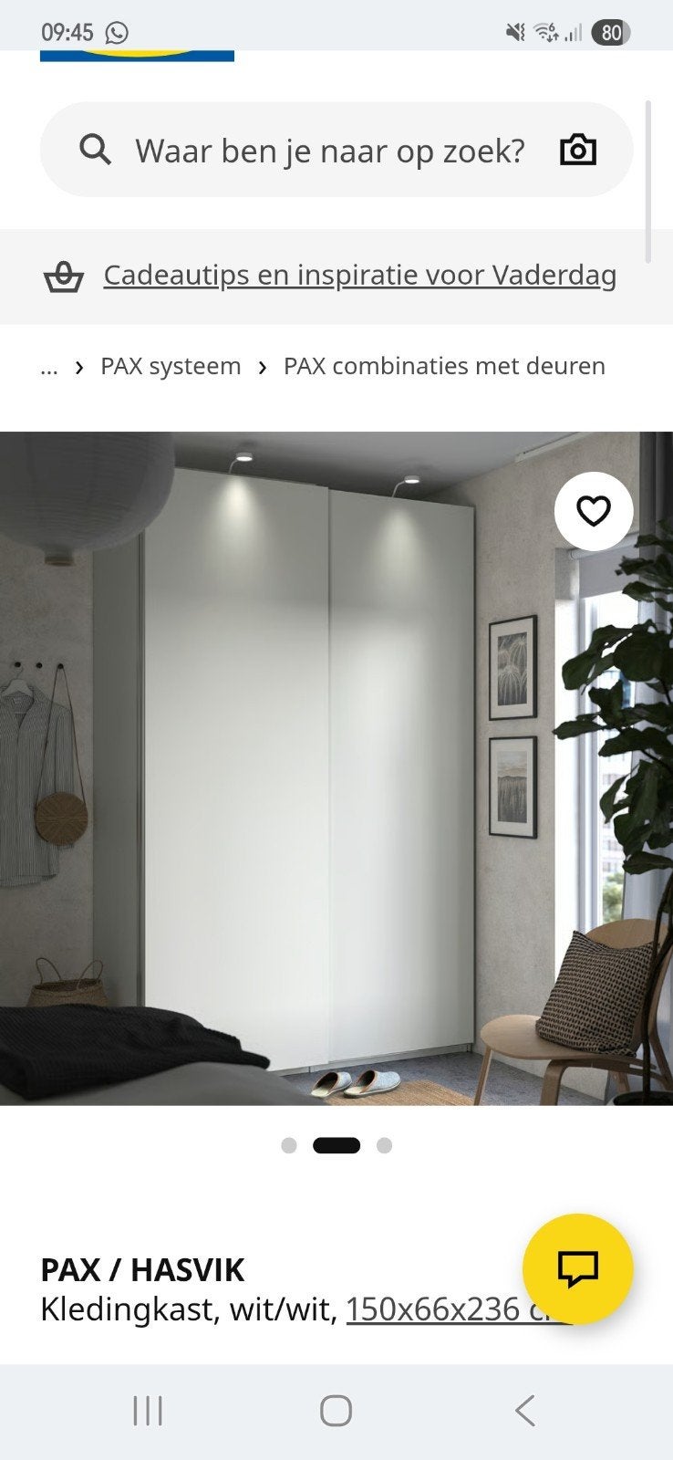 IKEA PAX HASVIK Kledingkast 150x66x236 cm met schuifdeuren, Gebruikt, 100 tot 150 cm, 200 cm of meer, 50 tot 75 cm