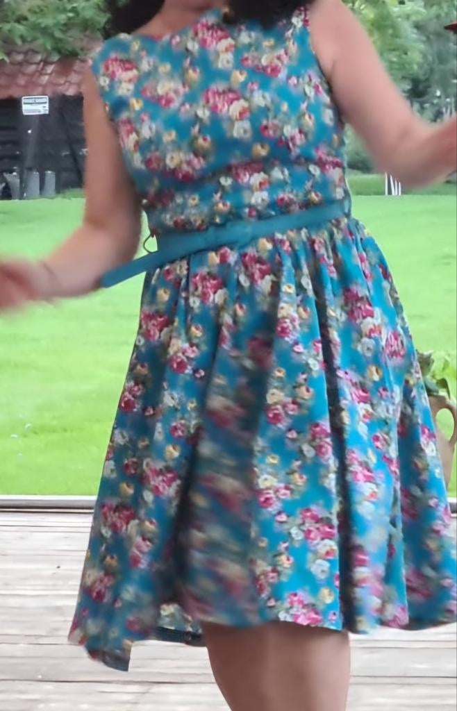 Vintage rock & roll jurk., Kleding | Dames, Blauw, Ophalen of Verzenden, Zo goed als nieuw, Maat 36 (S)