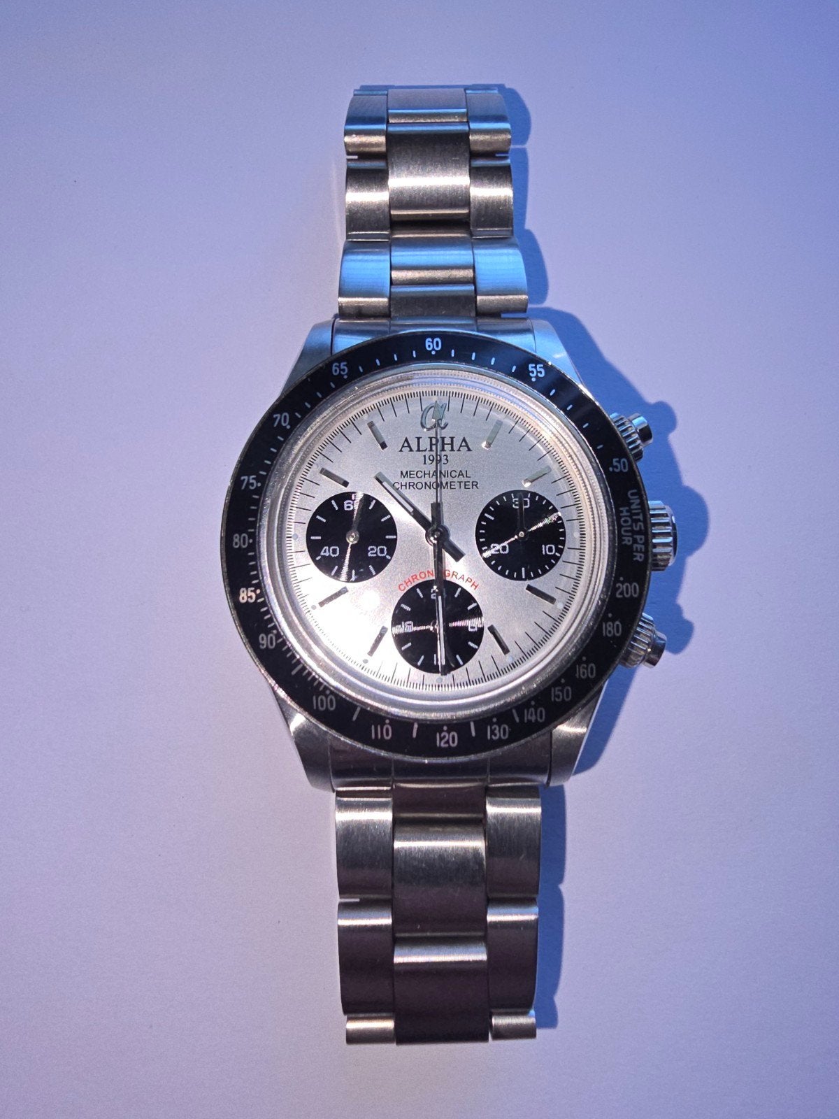 Alpha 1993 Mechanische Chronometer Polshorloge, Ophalen of Verzenden, Staal, Overige merken, 1960 of later