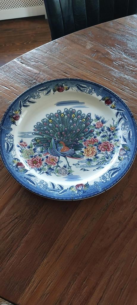 Decoratieve wandbord met pauw en bloemen, China, Ophalen of Verzenden