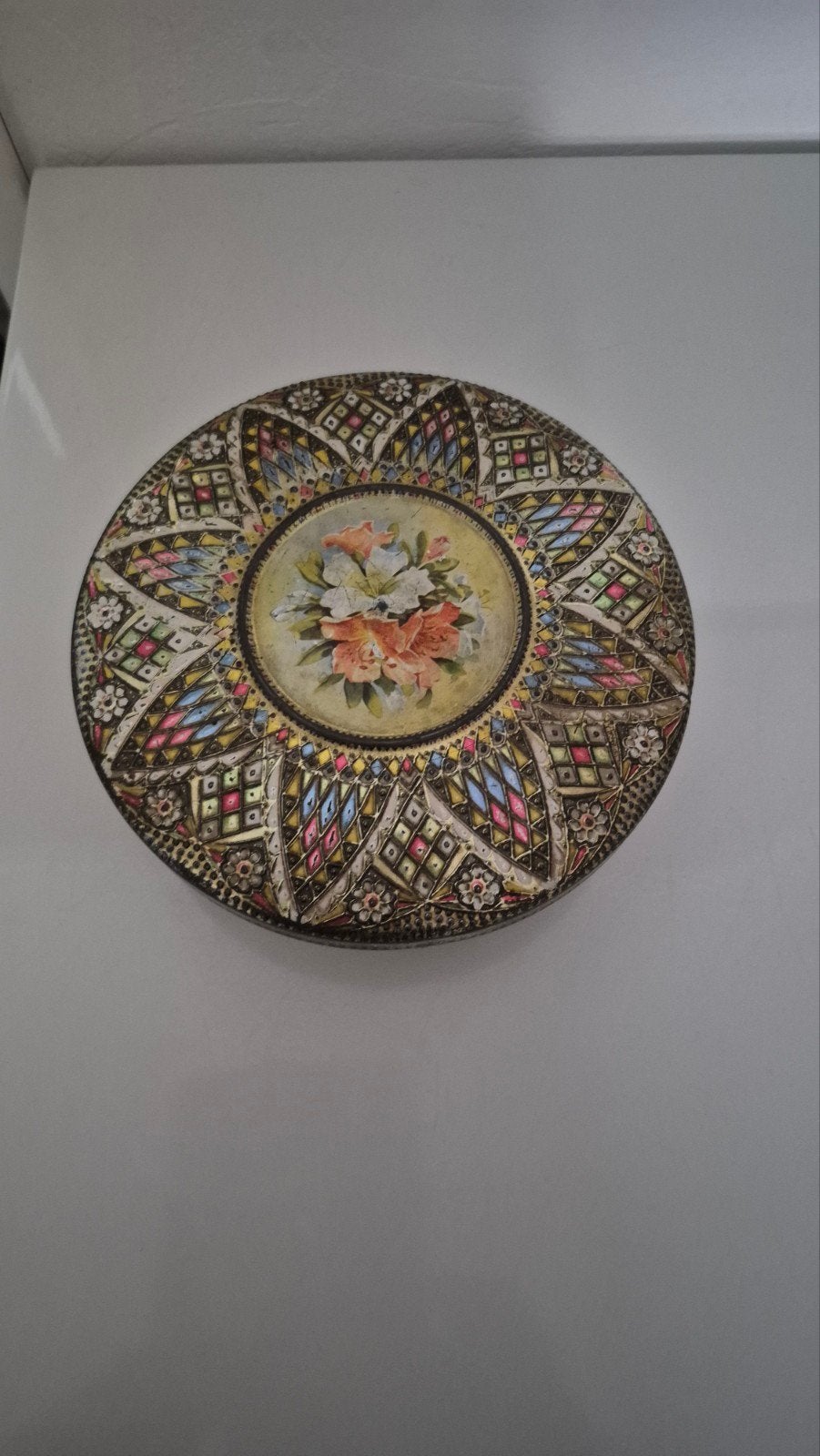 Vintage blikken doos 'Made in Holland' met bloemmotief, Ophalen of Verzenden