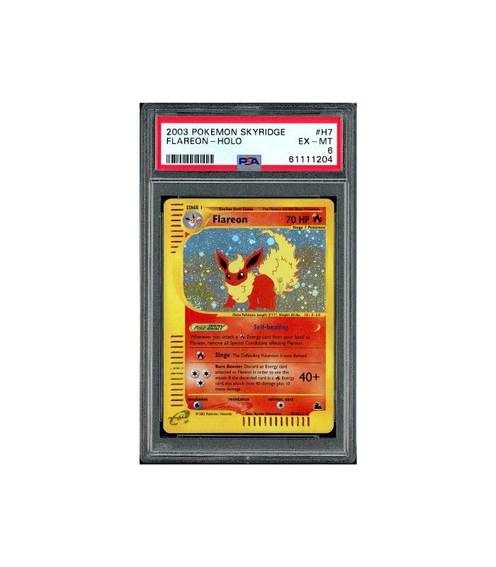 Pokemon Flareon Skyridge Holo #H7 PSA 6 - Double Swirl, Ophalen of Verzenden, Zo goed als nieuw, Losse kaart, Foil