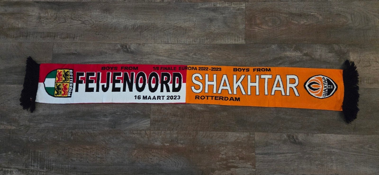 Sjaal Feyenoord - Shakhtar, Ophalen of Verzenden, Zo goed als nieuw, Feyenoord, Vaantje of Sjaal