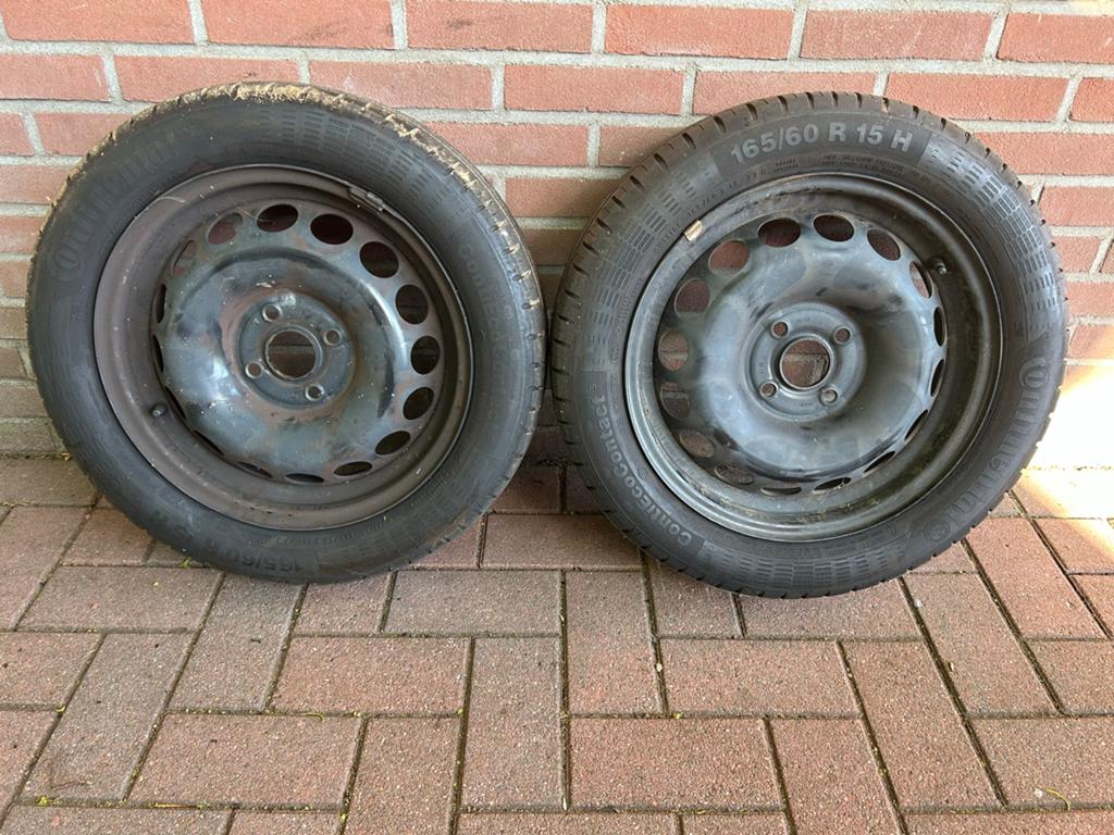 Continental 165/60 R15 H banden op stalen velgen, Ophalen of Verzenden, Gebruikt