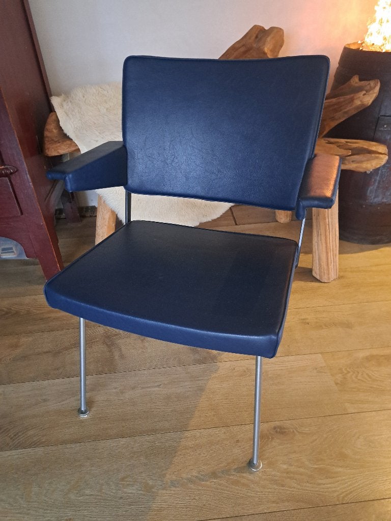 Originele Gispen Cordemeyer blauwe leren stoel, Huis en Inrichting, Ophalen, Gebruikt, Blauw, Leer