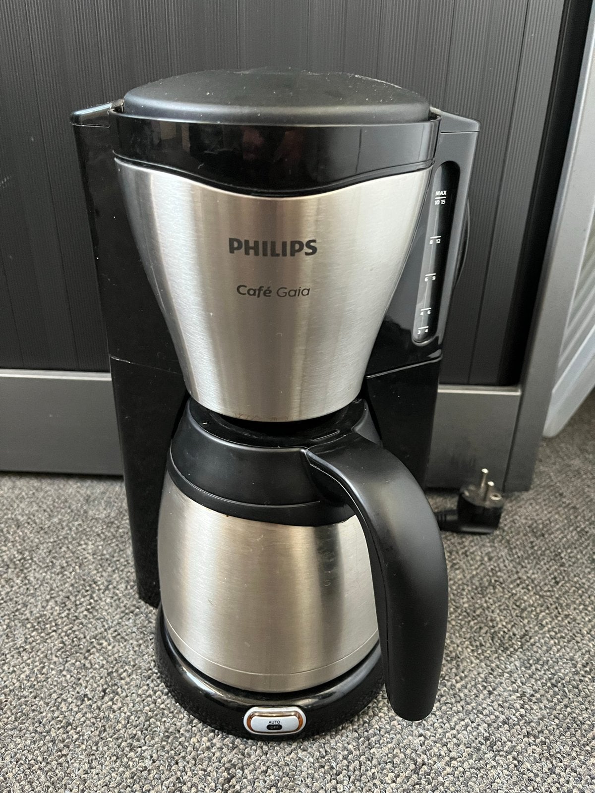 Philips Café Gaia koffiezetter met RVS thermoskan, Witgoed en Apparatuur, Koffiezetapparaten, Gebruikt, 10 kopjes of meer, Koffiemachine