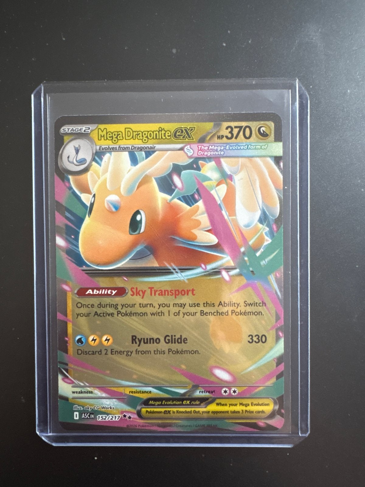 Mega Dragonite EX 152/217, Ophalen of Verzenden, Zo goed als nieuw, Losse kaart