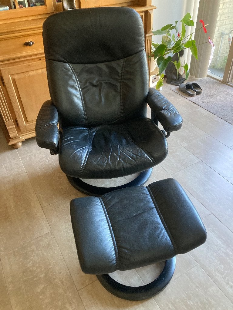 Fauteuil stressless, Ophalen, Zo goed als nieuw, 75 tot 100 cm, Leer