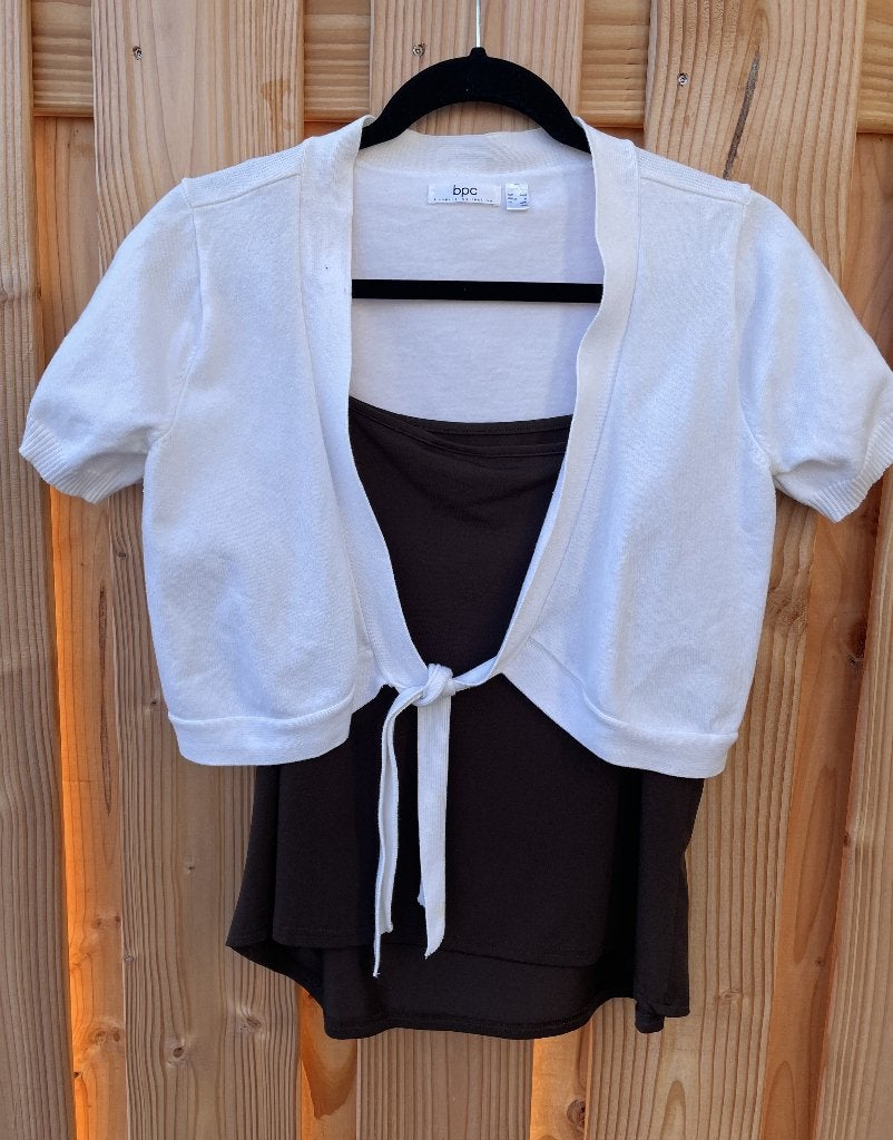 ZGAN Wit vestje ‘bolero’ met striksluiting. k mouw, mt 40/42, Kleding | Dames, Verzenden, Zo goed als nieuw, Maat 38/40 (M), Wit