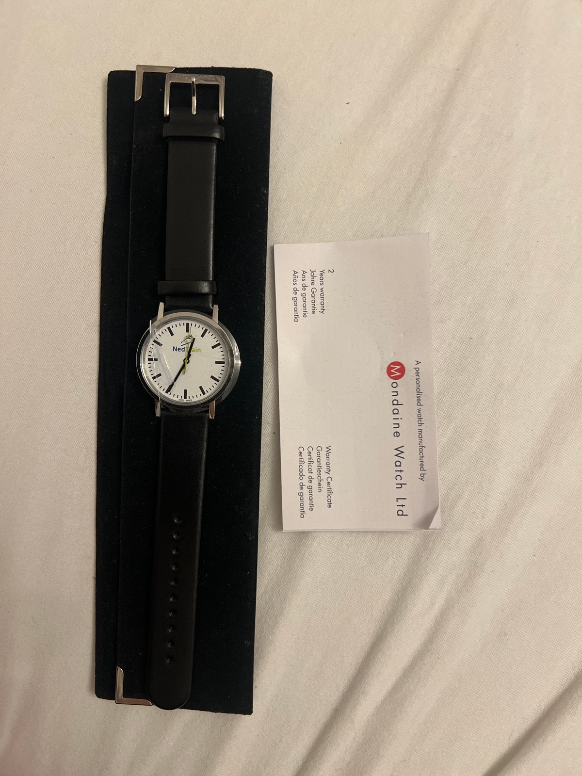 Mondaine  NedTrain horloge officiële personeelsuitgave, Ophalen, Nieuw, Leer, Overige merken