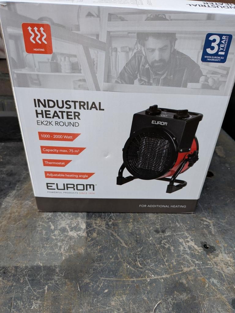 Eurom Industriële Heater EK2K Round - 1000-2000W, 30 tot 80 cm, Minder dan 60 cm, Ophalen of Verzenden, 800 watt of meer