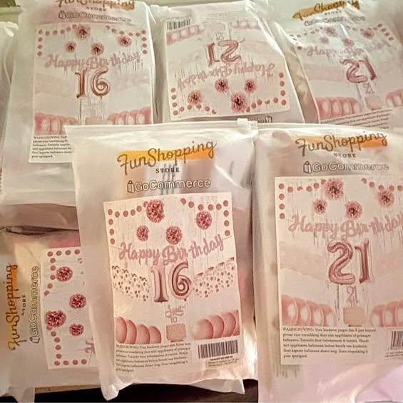 Rose Goud Feestpakket 16 & 21 jaar – Complete Set – NIEUW, Hobby en Vrije tijd, Feestartikelen, Nieuw, Versiering, Verjaardag