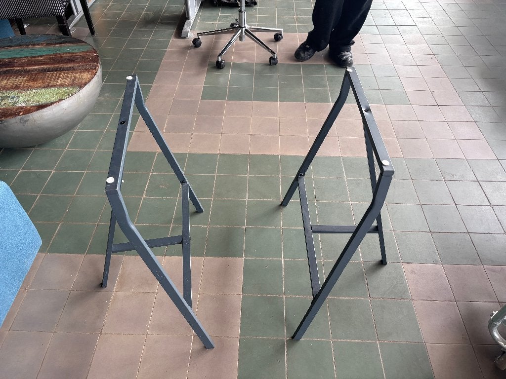 IKEA LERBERG Schragen Tafelpoten Onderstel Grijs  CS27199, Ophalen, Minder dan 50 cm, Gebruikt, 50 tot 100 cm