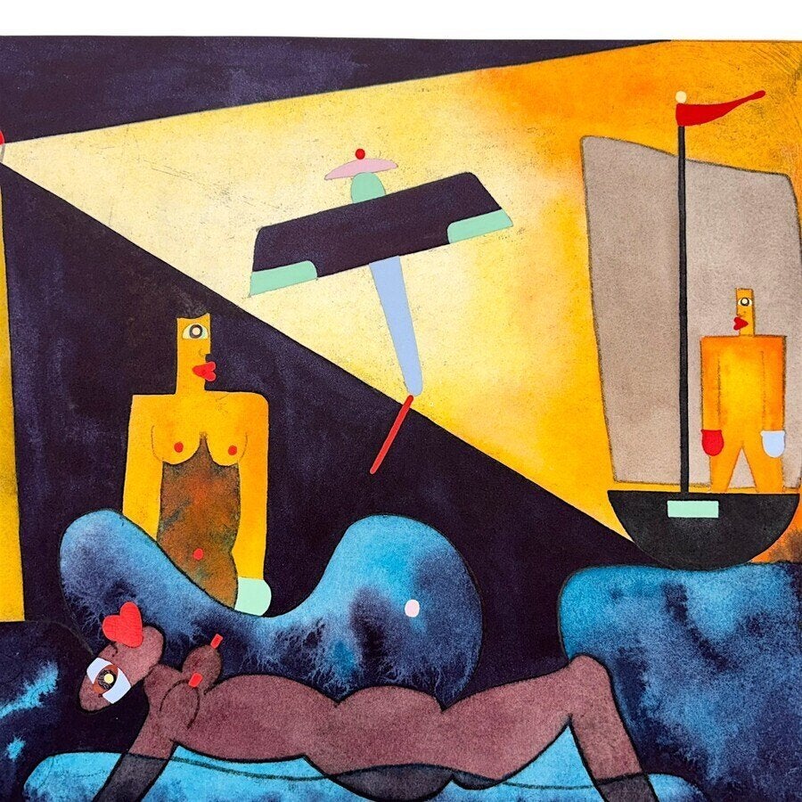 Holly Witteveen (1948) - Nachtvlucht, 2000, Ophalen of Verzenden, Stadsgezicht, Ets, Gesigneerd