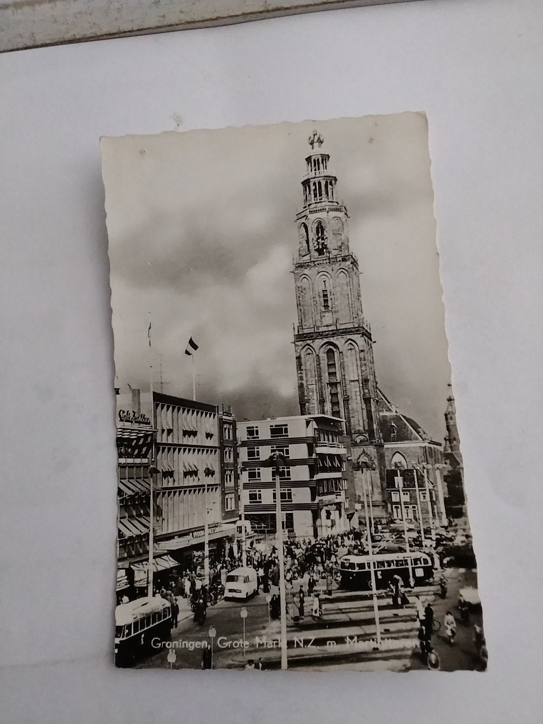 Zeldzame ansichtkaart Groningen Grote Markt 1959, Ophalen of Verzenden, 1940 tot 1960, Gelopen, Groningen