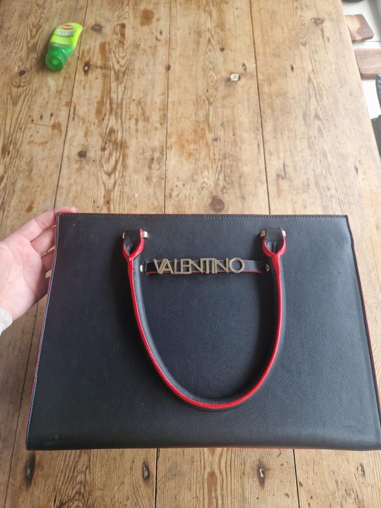 Valentino Handtas Zwart met Rode Details, Ophalen of Verzenden, Gebruikt, Zwart, Handtas