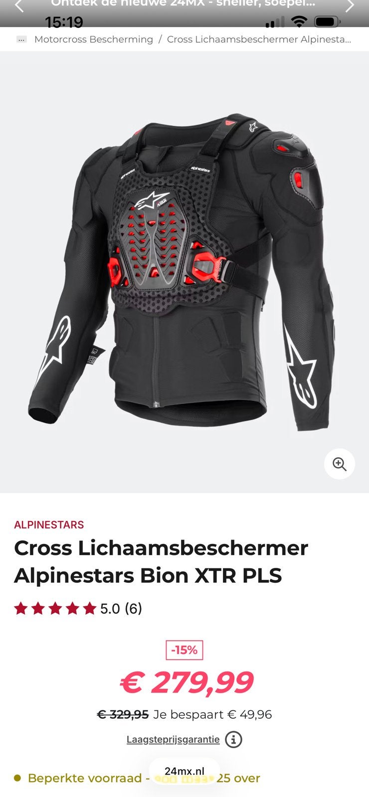 Harnas Alpinestars Bionic xtr plasma Nieuw!, Ophalen of Verzenden, Dames, Motorcrosskleding