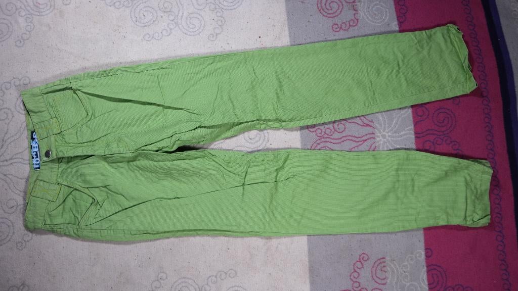 Leuke groene broek met krijtstrepen. Mt XS Merk Polar Bear, ., Ophalen of Verzenden, Zo goed als nieuw, .