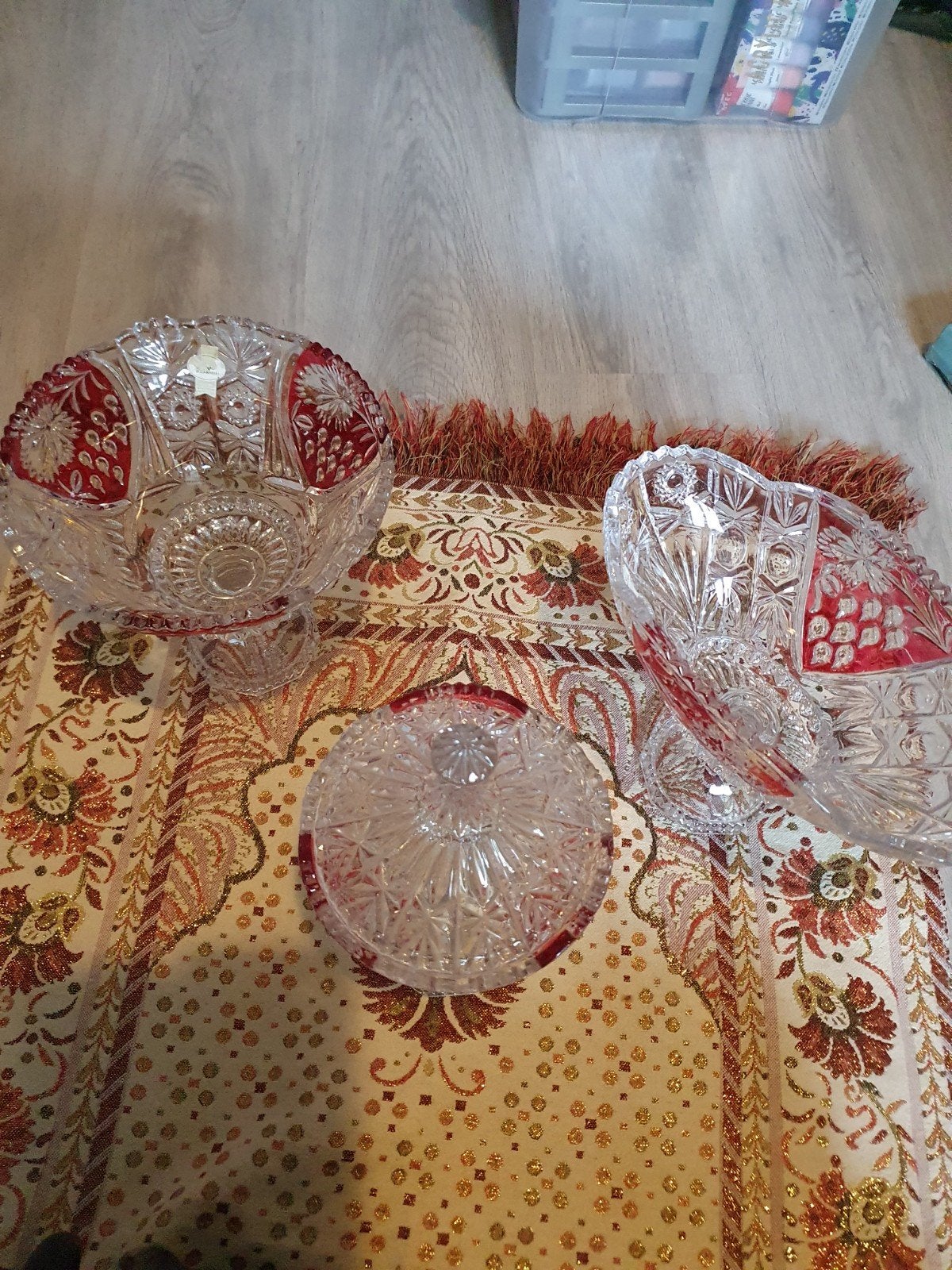 3 blei kristal schalen, Ophalen, Rond, Glas