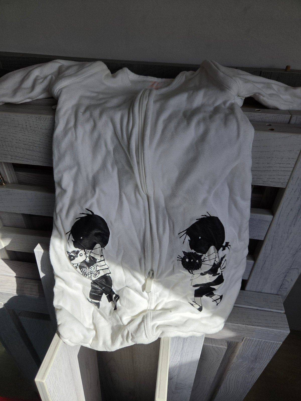 Hema slaapzak wit met print maat 50/62 afritsbare mouwen, Gebruikt, Ophalen of Verzenden, Hema, Slaapzak