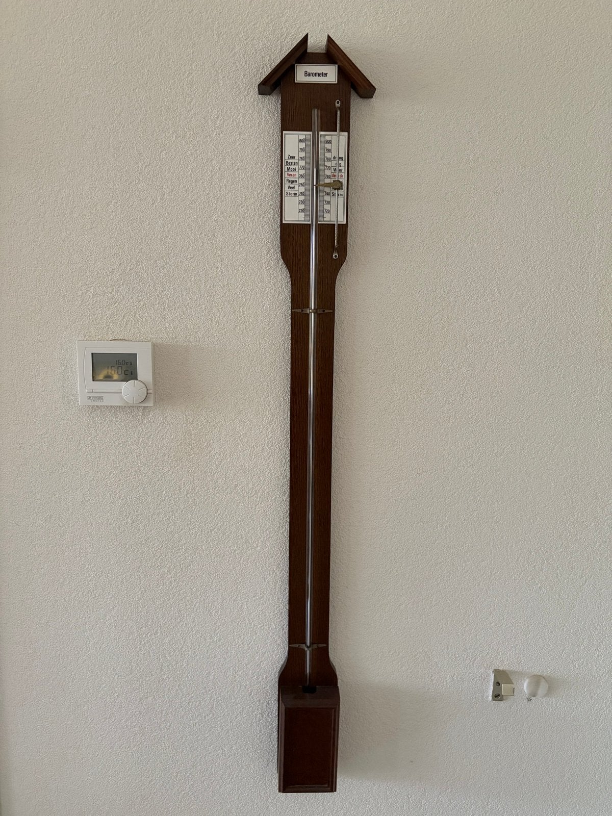 Vintage Barometer - Houten Kwikbarometer, Ophalen, Gebruikt, Barometer