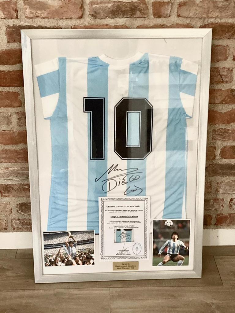 Gesigneerd shirt Maradona 86 met COA, Ophalen, Zo goed als nieuw, Buitenlandse clubs, Shirt