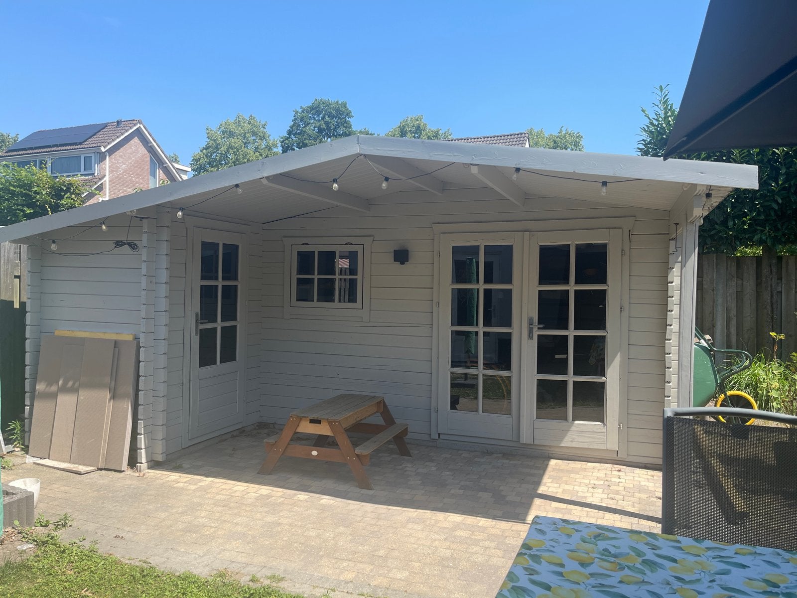 Grenenhouten Blokhut/Tuinhuis/Schuur met 2 compartimenten, Tuin en Terras, Tuinhuizen, Ophalen, 3 ramen of meer, 250 tot 500 cm