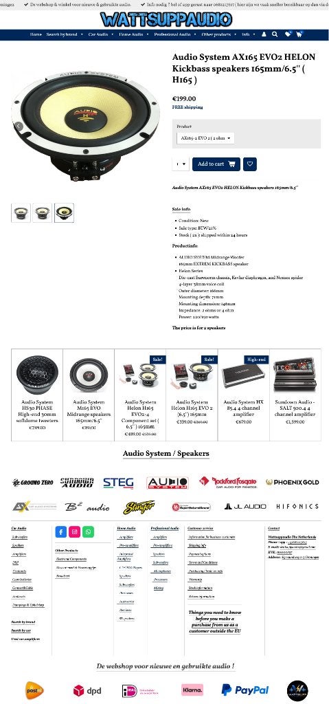 Audio System AX165 EVO2 HELON Speakers 165mm/6.5'' ( H165 ), Auto diversen, Autospeakers, Info@optimount.nl, Nieuw, Ophalen of Verzenden