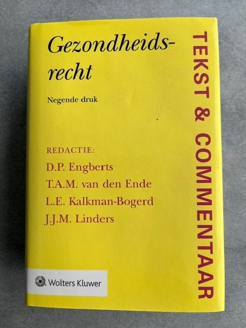 Gezondheidsrecht: Tekst & Commentaar (Negende druk), Gelezen, Overige wetenschappen, Diverse auteurs, Ophalen of Verzenden