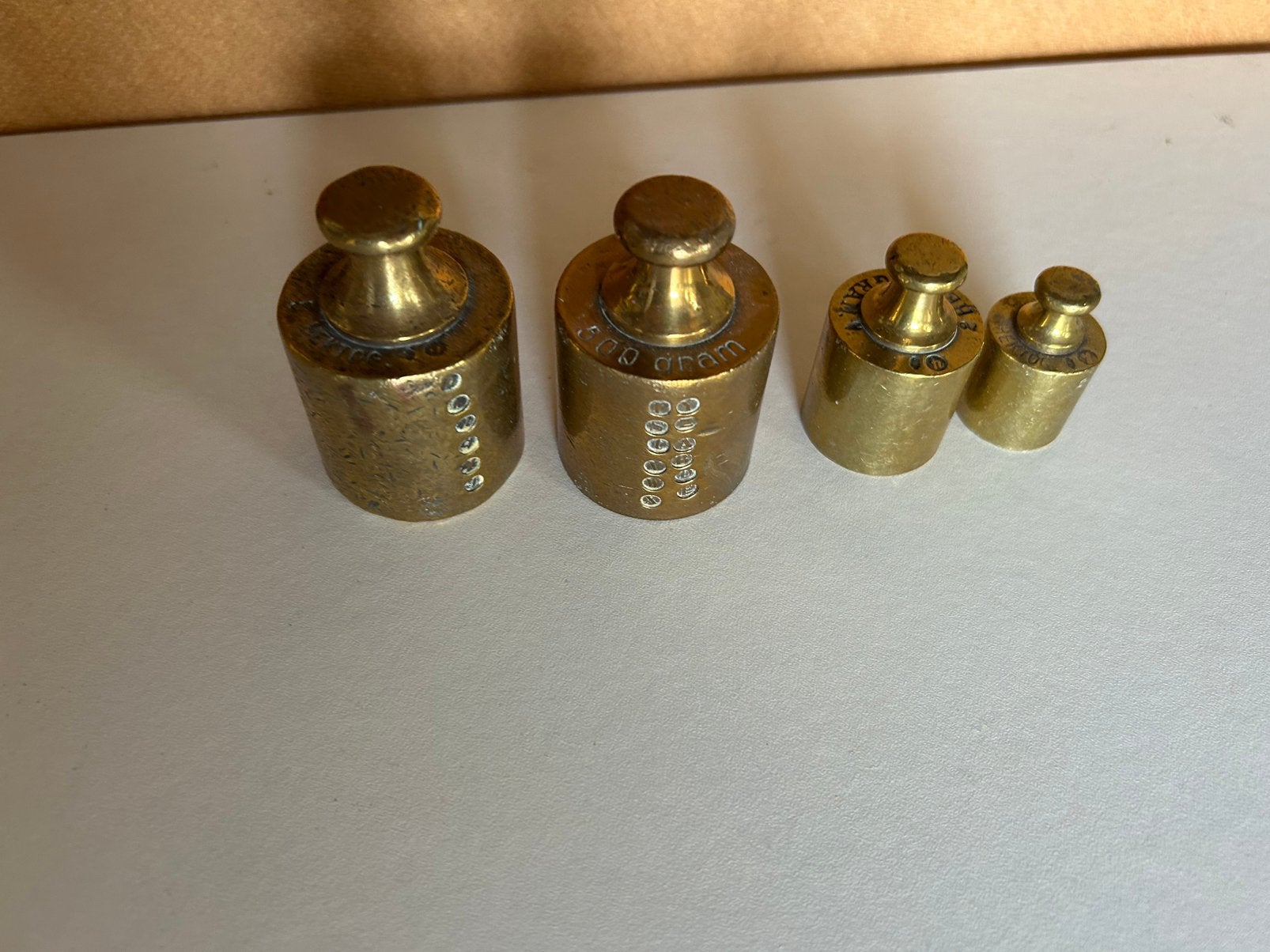 4 koperen gewichten, Ophalen of Verzenden