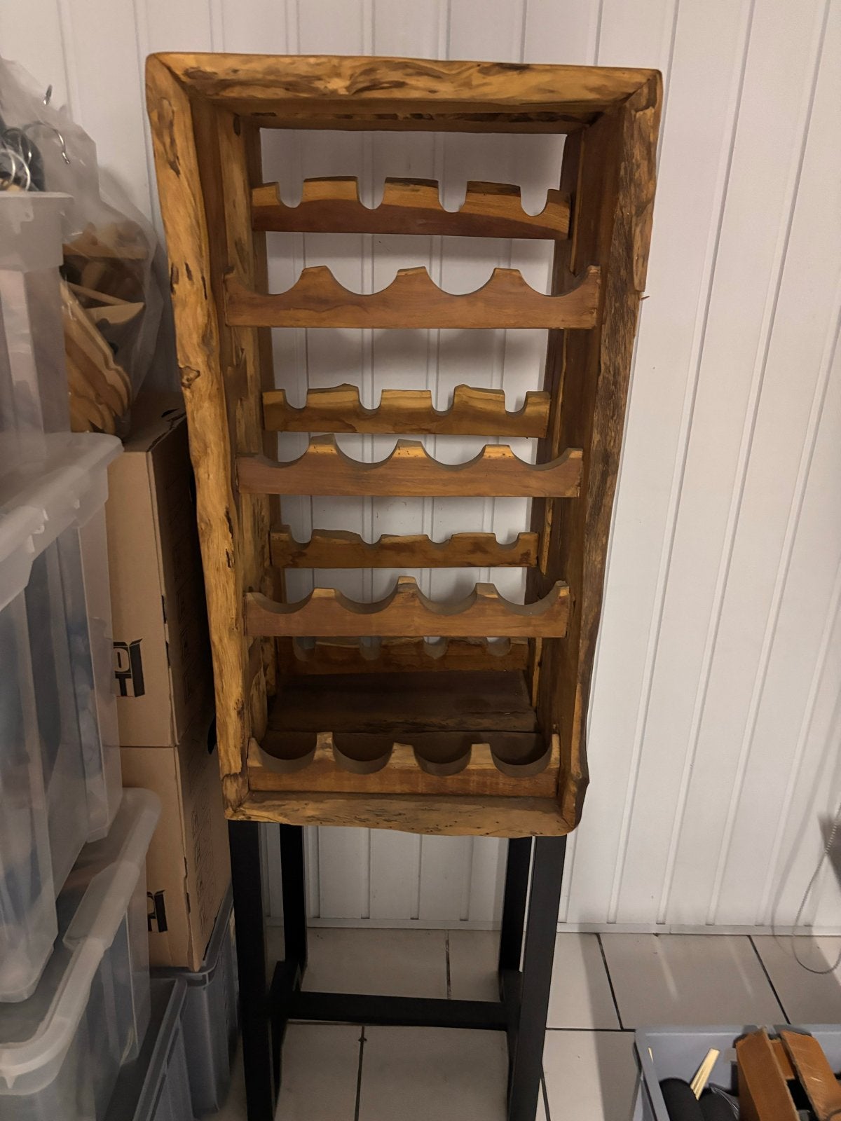PTMD Wijnrek Hout - Stijlvol en Ruim, Ophalen, 15 tot 25 flessen, Zo goed als nieuw, 75 – 100