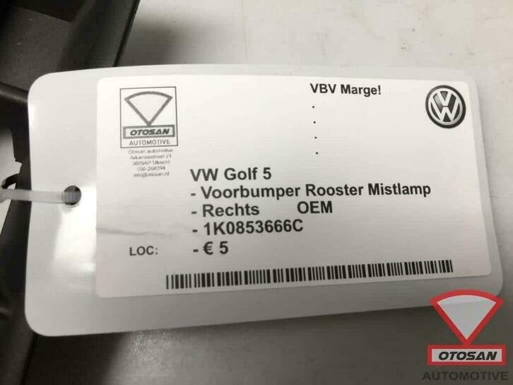 vw golf 5 voorbumper rooster rechts nieuw! 1k0853666c, Volkswagen, Volkswagen AG, Rechts, Nieuw
