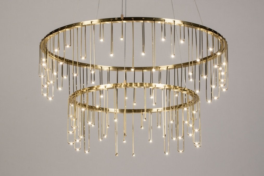 kroonluchter led messing goud tafel vide bedrijf hanglamp, Huis en Inrichting, Ophalen of Verzenden, Nieuw