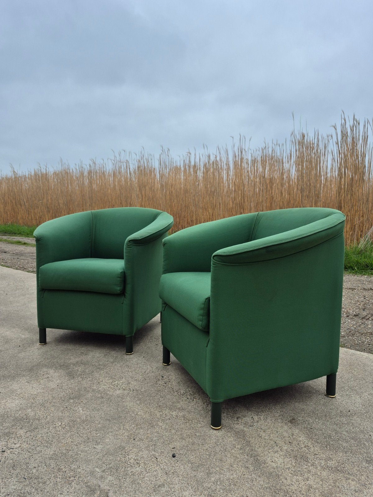 Set 2 vintage design Aura armstoel Wittmann groen, Ophalen, Gebruikt, 75 tot 100 cm, Post modern postmodern italiaans stijl