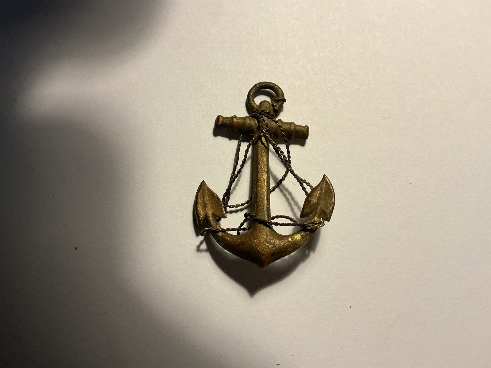 Vintage messing anker met ketting - Maritieme decoratie, Ophalen of Verzenden