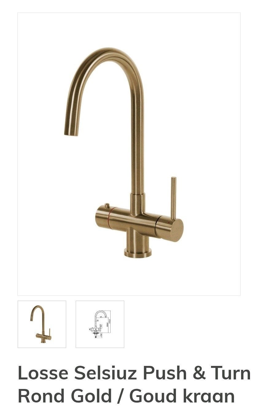 Selsiuz Push & Turn Rond Gold / Goud kraan, Ophalen, Nieuw, Kraan