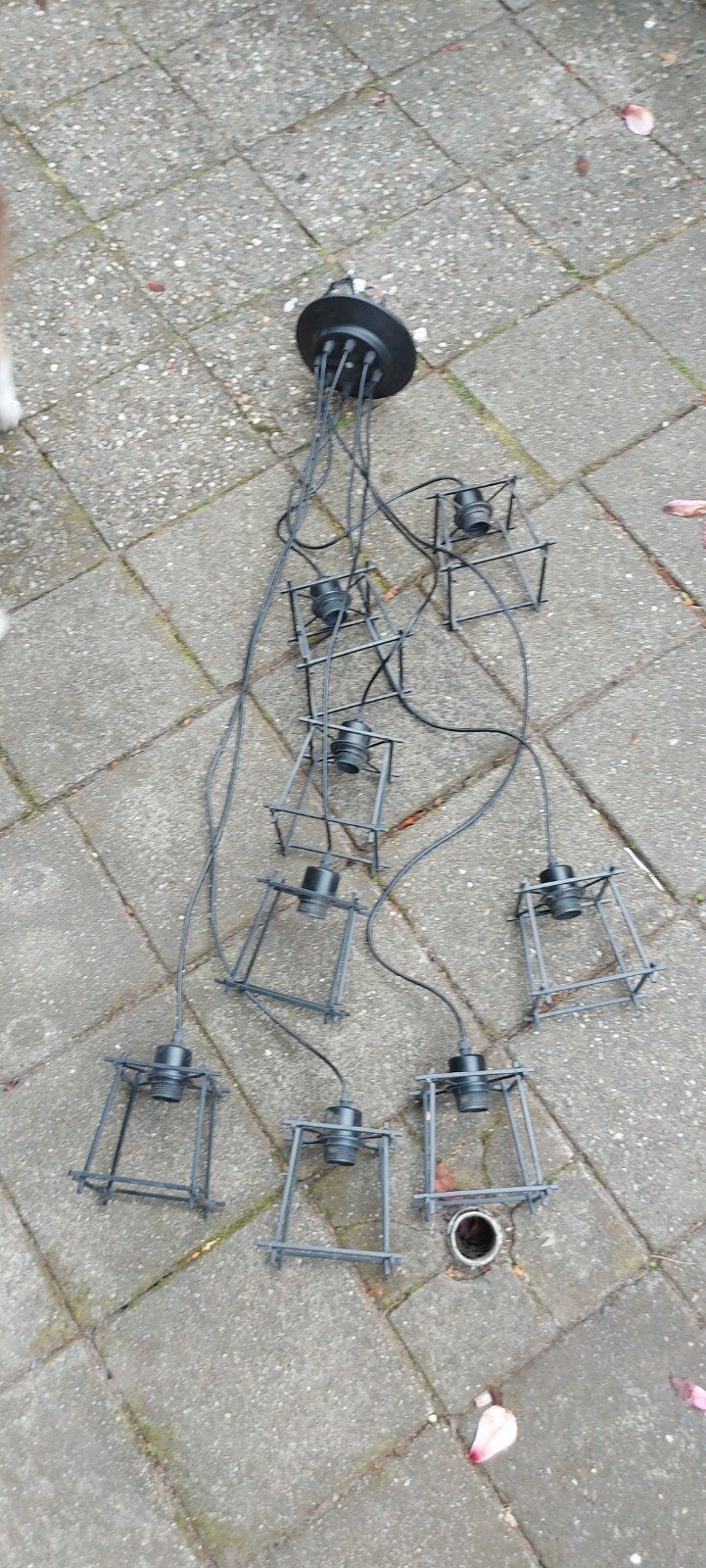 Industriële hanglamp/kroonluchter, Huis en Inrichting, Lampen | Hanglampen, Ophalen of Verzenden, Zo goed als nieuw, Metaal, E27 (groot)