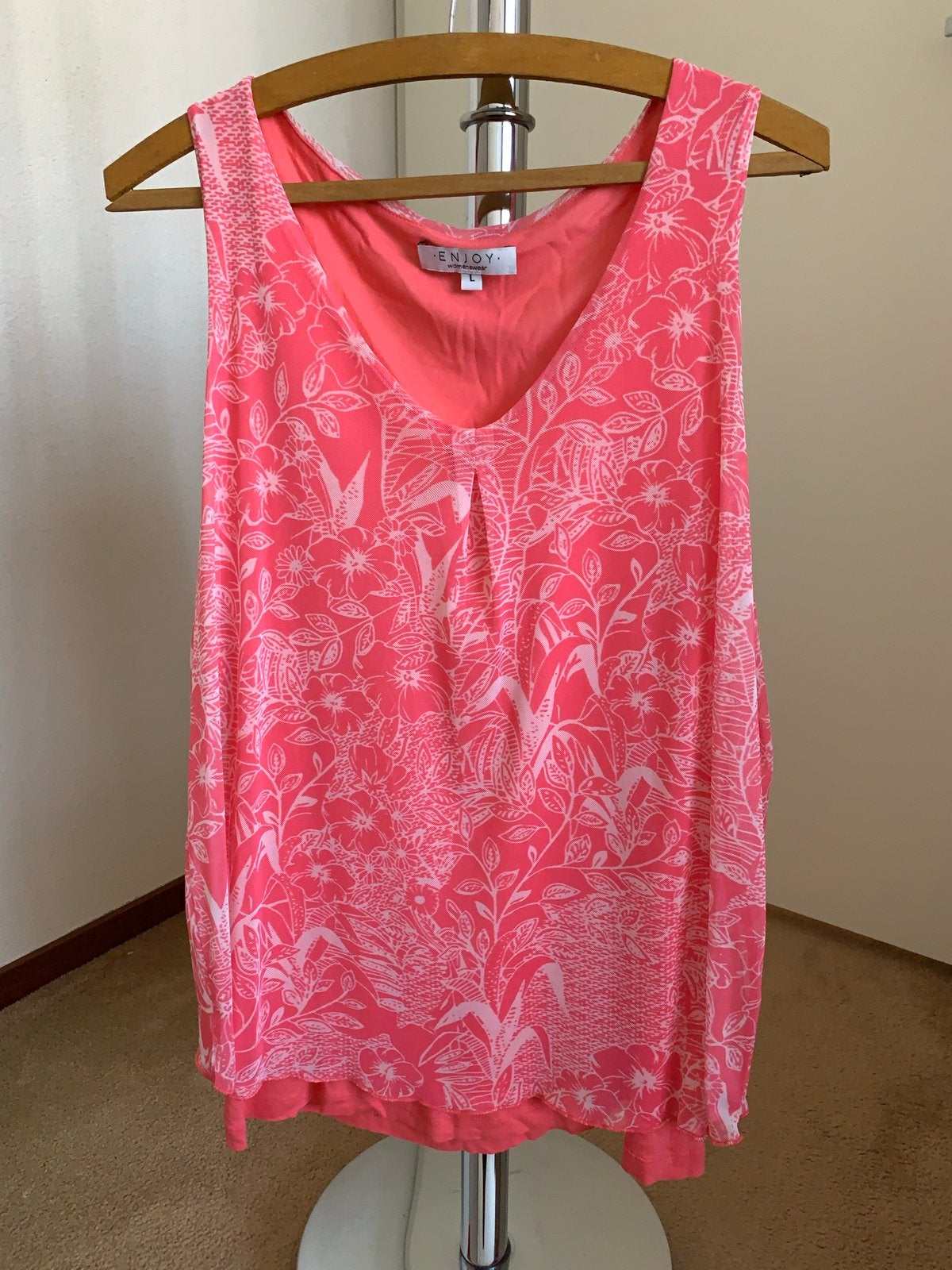 Roze top met bloemenprint, Maat 42/44 (L), Nieuw, Ophalen of Verzenden, Roze