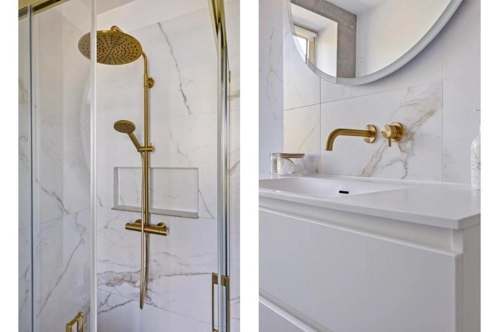 Brauer Gold Edition regendoucheset geborsteld goud, Ophalen, Gebruikt, Douche