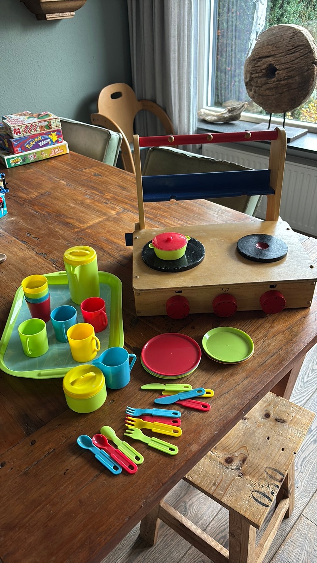 Kinder fornuis inklapbaar en servies, Ophalen of Verzenden, Gebruikt