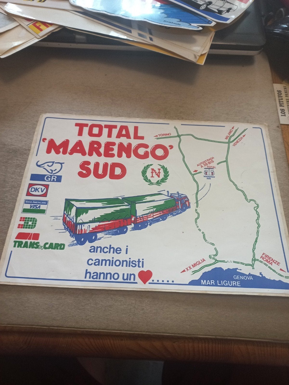 Vintage Total Marengo Sud vrachtwagen sticker/kaart, Ophalen of Verzenden, Gebruikt
