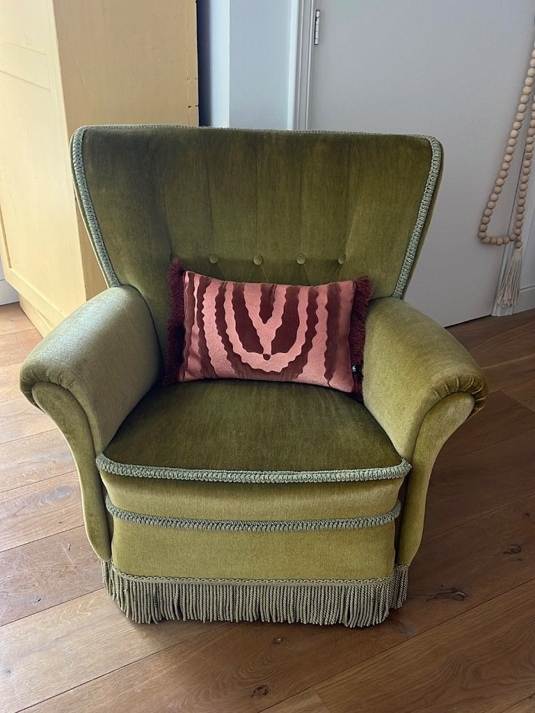 Vintage velvet jaren 70 stoel (HK style), Ophalen, Gebruikt, Overige kleuren, Stof