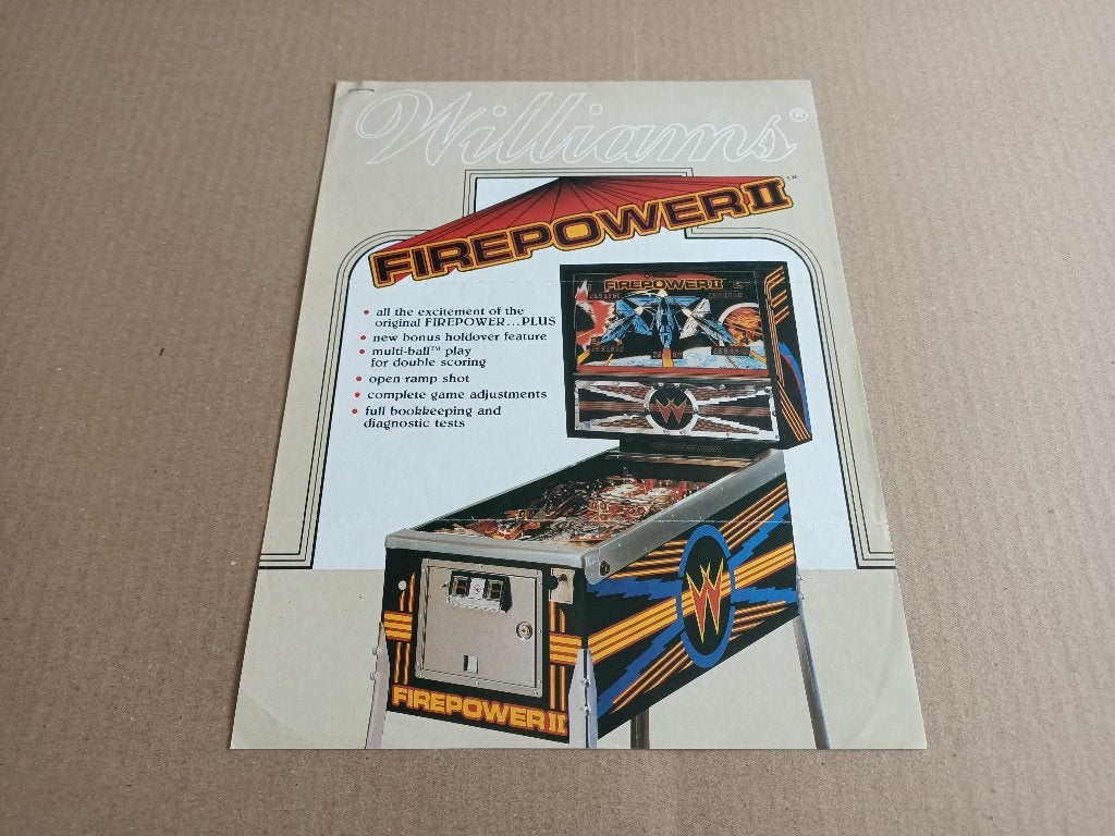 Flyer: Williams Firepower II (1983) Flipperkast, Verzamelen, Gebruikt, Verzenden, Elektronisch, Williams