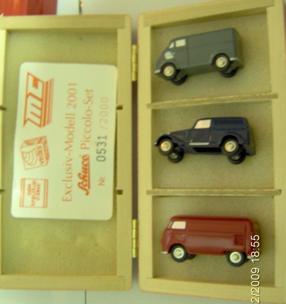 Schuco Piccolo set 2001 VW Bus DKW  Mercedes 1:87 modelauto., Ophalen of Verzenden, Nieuw, Auto, Schuco