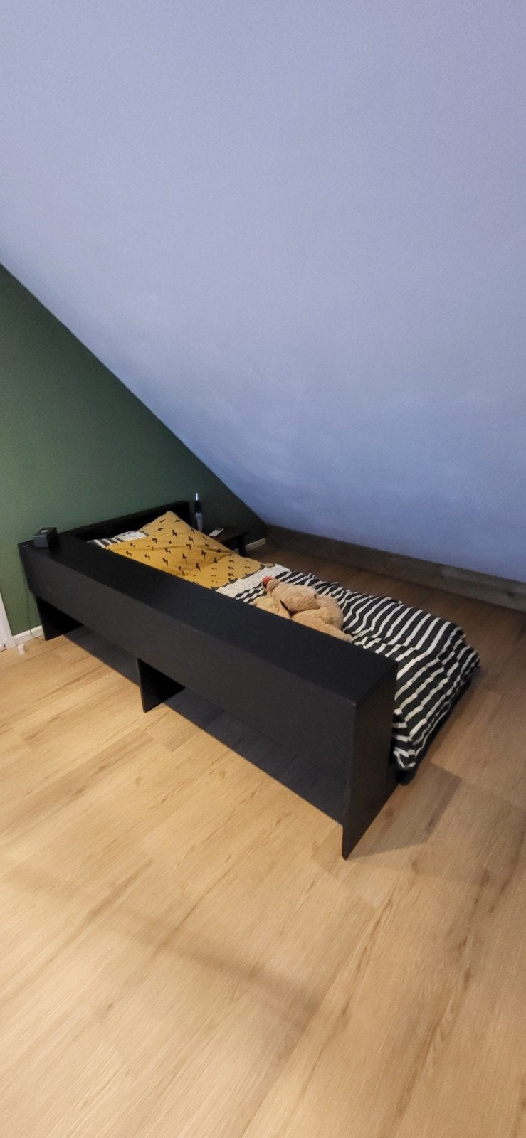 WOOOD Connect hoekbed grenen zwart, Ophalen, Gebruikt, 90 cm, Eenpersoons